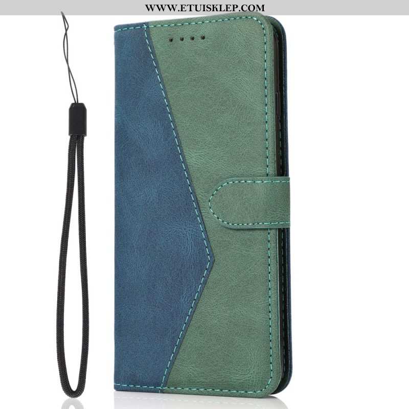 Etui Folio do iPhone 14 Dwukolorowa Skórzana Tekstura